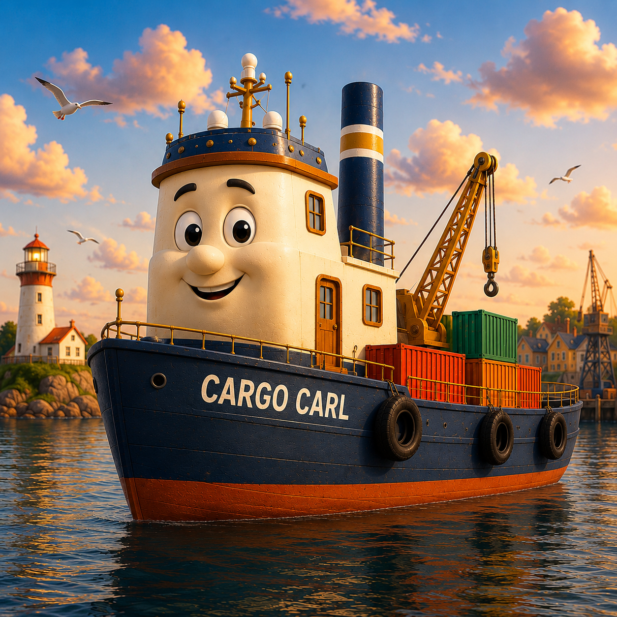 Cargo Carl, a larger working cargo ship